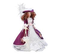 RiToEasysports Miniature Porcelain People, Dollhouse Porcelain People Dark Purple Skirt Hat Woman Ceramic Doll for 1/12 Doll House Decoration
