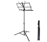 RiToEasysports Music Stand, Foldable Small Music Stand Portable Adjustable Shelf with Rubber Coated Tripod Feet for Piano Violin Sheet Musics Books (Black)