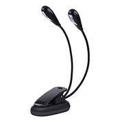 RiToEasysports Music Stand Lights,Black Clip-on Music Stand Book Reading Portable Mini Double Adjustable Arms Light LED Lamp (8 Beads) Musical Instrument Accessories