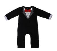 RiToEasysports Newborn Gentleman Romper Jumpsuit, Baby Tuxedo Onesie with Bow Tie Black 80cm Suitable for Special Occasion