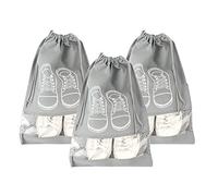 RiToEasysports NonWoven Fabric Portable Shoes Organizer Dust Proof Shoe Bag, 3Pcs Travel Storage Bag for Home Storage, Breathable Grey, L Size with Print (No harm in Cloth Shoe Large Print)