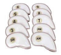 RiToEasysports Pack of 10 Golf Head Irons Headcover,Waterproof PU Iron Golf Club Head Protector Covers(White) Golf