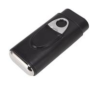 RiToEasysports Portable 3 Finger Cigar Case Durable Iron Cover with Cutter for On-the-Go Cigar Lovers (Black)
