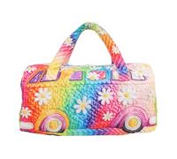 RiToEasysports Quilted Duffle Bag, Foldable Weekender Travel Bag with Retro Floral Print for Picnic Camping Fitness Trips