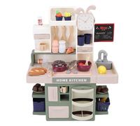 RiToEasysports Realistic Functionality Kids Kitchen Playset, Toy Kitchen Set with Enhanced Learning, Multiplayer Fun for Boys and Girls, Safe Plastic Material, Built-in Lights and Smoke