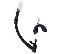 RiToEasysports Snorkel Tube, Freediving Snorkel 2 in 1 Silicone Wet Dry Snorkels with One Way Drain Valve for Freediving Diving Snorkeling (Black)