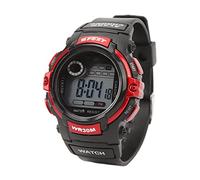 RiToEasysports Sports Watch, Digital LCD Electronic Watch with Luminous Function Alarm Hour Reporting 12 24 Hour System, for Men and Students Outdoor Activities (Red)