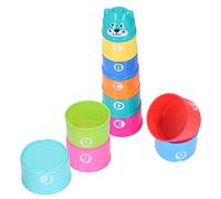 RiToEasysports Stacking Cups Toy Set, 11pcs Bright Color Nesting Cup Toy for Baby Bath, Educational Learning Letters Numbers