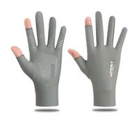 RiToEasysports Sun Protection Gloves, Ice Silk Touchscreen Gloves with Two Fingerless Design, UV Blocking Breathable Non Slip Palm for Women Men Driving Cycling Riding Grey S (M)