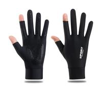 RiToEasysports Sun Protection Gloves, Ice Silk Touchscreen Gloves with Two Fingerless Design, UV Blocking Breathable Non Slip Palm for Women Men Driving Cycling Riding Grey S (L)