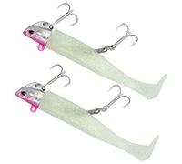 RiToEasysports Tackle of Sweet Lure Bait Containers for Sea Fishing 2pcs Curved Cuts Double Hook with Light Tail for Various Fish Schools