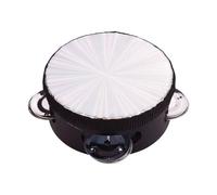 RiToEasysports Tambourine,6 Inch Wooden Reflective Radiant Tambourine Handheld Drum with Single Row Jingles for Kids Adults for Dancing Singing Party (Black)