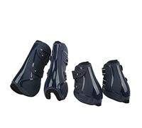 RiToEasysports Thickened Horse Leg Boots 4Pcs PU Shock Absorbing Design for Riding and Jumping Support (A set of navy blue Large)
