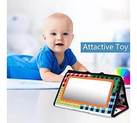 RiToEasysports Tummy Time Mirror Foldable Baby Floor Sensory Toy, High Contrast Black White Developmental Toy for Infants Newborn, Lightweight Portable 17.72x10.24 Inches
