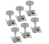 RiToEasysports Tuning Pegs Keys Locking Tuners Machine Heads Silver Replacement Parts for Ukulele (Set of six right buttons)