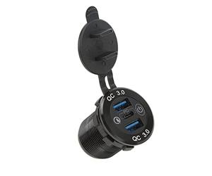 RiToEasysports USB Socket ABS Metal Car Socket 12V QC3.0 3 Port 3.1A with Cover Multiple Protection for Cars Trucks RVs