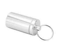RiToEasysports Waterproof Pill Holder for Aluminum Alloy for Fishing Outdoors, Traveling Camping Fishing, The Portable Keychain Medicine Tank Pills and First Aid Older People and Children (Silver)