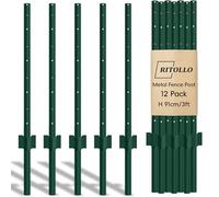 RITOLLO 12-Pack 91 cm Steel Garden U-Posts for Wire Fencing