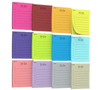 RITOLLO 12-Pack to-Do List Sticky Notes, 600 Sheets, 8.9 x 7.6 cm | Bright lined self-stick planning pads for tasks, reminders and organisation at home, school or the office