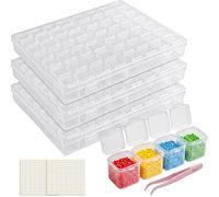 RITOLLO 168 Pcs Diamond Art Storage, 3 Set Small Storage Box with Lid & Labels - Clear Craft Bead Organizer with Tweezers for DIY Gems, Beads, Small Items