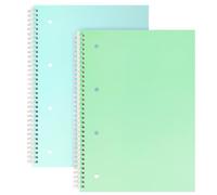 RITOLLO 2 Pack A4 Wirebound Notebook 160 Pages Spiral Lined Paper 8mm Ruled with Margin - Perforated Journal 4 Hole Punched for University Study School Revision Office Notes (Blue+Green)