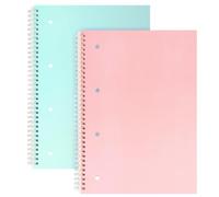RITOLLO 2 Pack A4 Wirebound Notebook 160 Pages Spiral Lined Paper 8mm Ruled with Margin - Perforated Journal 4 Hole Punched for University Study School Revision Office Notes (Pink+Blue)