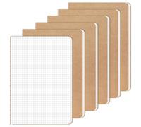 RITOLLO 6-Pack A5 Squared Notebooks, Kraft Cover | Grid-paper journals for drawing, planning, organising, study and everyday notes