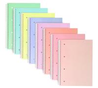 RITOLLO 8 Pack A4 Wirebound Notebook 160 Pages Spiral Lined Paper 8mm Ruled with Margin - Perforated Journal 4 Hole Punched for University Study School Revision Office Notes (8 Colors)