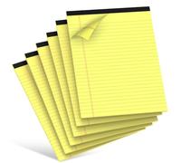 RITOLLO A5 Yellow Legal Pad Notepad, 6 Pack Small Lined Writing Pads, 80gsm Thick Paper, 7mm Ruled, Double-Sided Pages, Perforated Tear-Off Top, 5 x 8 in Note Pads (30 Sheets Each)