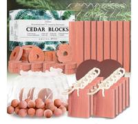 RITOLLO Cedarwood Moth Repellent Set for Wardrobes, 67 Pcs Cedarwood Blocks, Balls, Rings Sandpaper and White Gauze Bags, Natural Moth Repellent for Drawers & Clothes Storage, Wardrobe Freshener