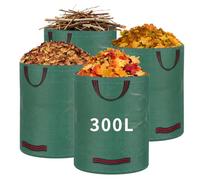 RITOLLO Garden Waste Bags 300L x 4 - Durable Reusable Garden Refuse Sacks with Handles for Leaves, Grass & Garden Waste
