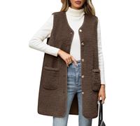 RITOSTA Fleece Women's Gilets Long Lightweight Ladies Jackets Sleeveless Womens Gilet Fluffy Longline Body Warmers Autumn Winter Spring Button Down Fuzzy Vest with Pockets