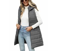 RITOSTA Women's Gilets Long Puffer Coats Sleeveless Ladies Jackets Longline Winter Hooded Quilted Gilet Plus Size Zip up Outwear Down Body Warmer Padded Vest with Pockets(Grey,M)