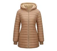 RITOSTA Women's Long Coats Winter Puffer Jackets Ladies Quilted Padded Outdoor Down Jacket Fleece Lined Outdoor Warm Parka Zip Up Hoodies Casual Long Sleeve Outwear with Pockets Hooded (Khaki,L)