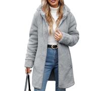 RITOSTA Women's Long Hoodies Zip Up Fleece Lined Jacket Thermal Lounge Wear Ladies Autumn Winter Coat Sweatshirt Longline Pullover Warm Cardigans Outwear with Hooded Pockets for Outdoor (Grey,M)