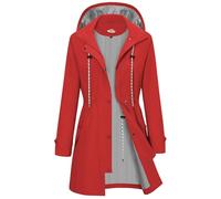 RITOSTA Womens Waterproof Jackets Hooded Lightweight Rain Coats Ladies Windbreaker with Pockets Long Raincoat Functional Outdoor Jacket for Walking Camping Hiking Cycling(Red,S)