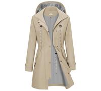 RITOSTA Womens Waterproof Jackets Hooded Lightweight Rain Coats Ladies Windbreaker with Pockets Long Raincoat Functional Outdoor Jacket for Walking Camping Hiking Cycling(Khaki,XL)