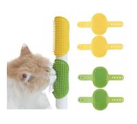 Ritrsvey 4 Pieces Cat Self Groomer Cat Brushes Silicone Cat Combs for Indoor Cat Corner Cat Face Scratcher Adjustable Cat Messager (Green+Yellow)