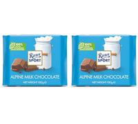 Ritter Sport Alpine Milk Chocolate Bar, 100g, Chocolate Sharing Bar (Pack of 2)