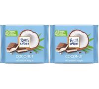 Ritter Sport Coconut Milk Chocolate Bar, 100g, Chocolate Sharing Bar (Pack of 2)