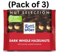 Ritter Sport Dark Chocolate Whole Hazelnuts 100g High-Quality Cocoa (Pack Of 3)