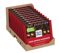 Ritter Sport Whole Hazelnuts Dark Chocolate Bar, 100g, Case of 10, Chocolate Sharing Bar