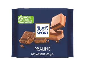 Ritter Sport Hazelnut Praline Milk Chocolate Bar, 100g, Chocolate Sharing Bar