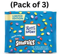 Ritter Sport Limited Edition Smarties in Milk Chocolate Bar 100g (Pack Of 3)