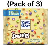 Ritter Sport Limited Edition White Chocolate Made With Smarties 100g (Pack Of 3)