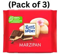 Ritter Sport Marzipan Chocolate Bar 100g High-Quality Cocoa (Pack Of 3)