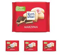 Ritter Sport Marzipan Dark Chocolate Bar, 100g, Chocolate Sharing Bar (Pack of 4)