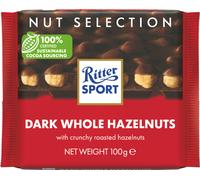 Dark Chocolate Bar | Ritter Sport | Dark Whole Hazelnut | Total Weight 100 Grams