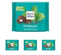 Ritter Sport Peppermint Dark Chocolate Bar, 100g, Chocolate Sharing Bar (Pack of 4)