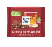 Ritter Sport Rum Raisins and Hazelnuts Chocolate Bar, 100g, Chocolate Sharing Bar